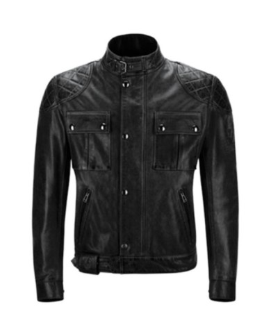 Belstaff Giacca Brooklands in pelle cerata nera