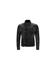 Belstaff Giacca Brooklands in pelle cerata nera