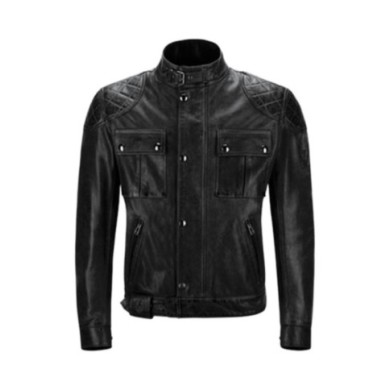 Belstaff Giacca Brooklands in pelle cerata nera