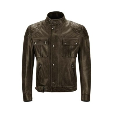 Belstaff Giacca Brooklands in pelle cerata nera-marrone