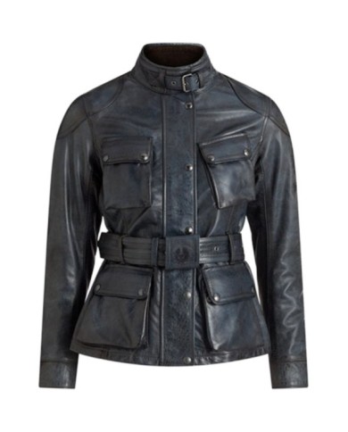 Belstaff Veste Trialmaster en cuir ciré pour femmes bleu