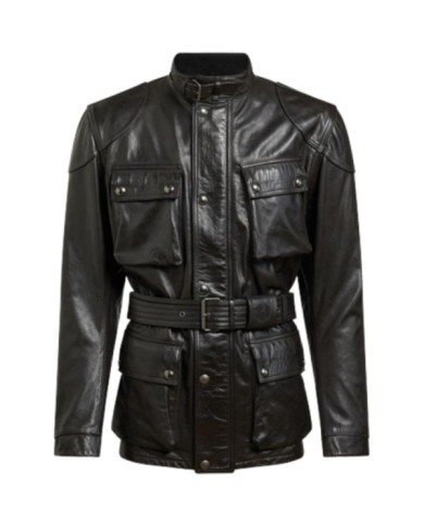 Belstaff Giacca Trialmaster in pelle cerata nera
