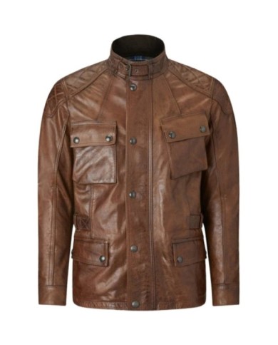 Belstaff Veste Turner en cuir ciré marron