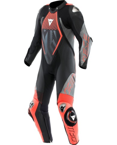 Tuta in pelle Dainese Perf. 1 pezzo Audax D-Zip nero-fluo