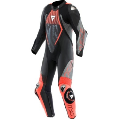 Dainese Combinaison en cuir perf. 1 pcs Audax D-Zip noir-fluo