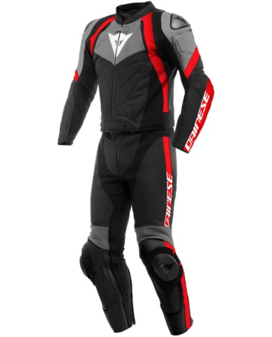 Dainese Lederkombi 2-tlg. Avro 4 schwarz-anthrazit-rot