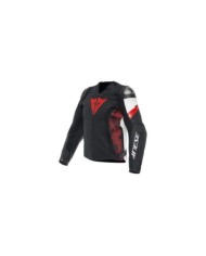 Dainese Avro 5 Giacca in pelle nero-lava rosso-bianco