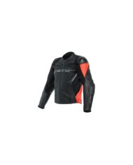 Giacca in pelle Dainese Racing 4 nero-rosso fluo