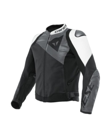 Dainese Lederjacke Sportiva matt schwarz-anthrazit-weiss