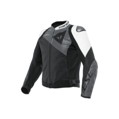 Dainese Sportiva giacca in pelle opaca nero-antracite-bianco