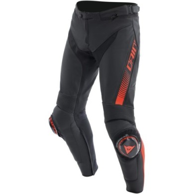 Dainese Pantalon de Cuir Super Speed noir-fluo rouge