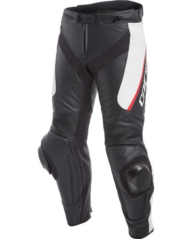 Dainese Pantaloni in pelle DELTA 3 nero-bianco-rosso