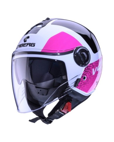 Casco jet Caberg Riviera V4X Alpha bianco-fucsia-nero
