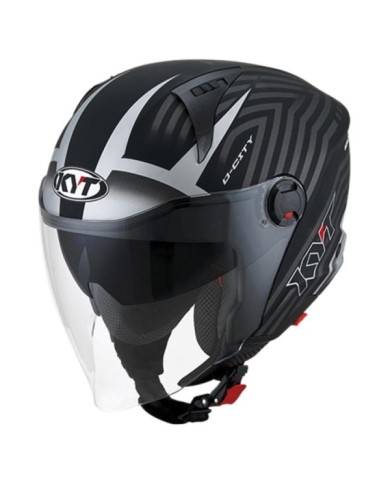 KYT Casco jet D-City Lucent nero-argento opaco