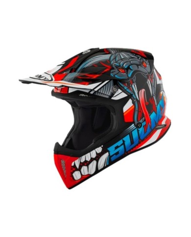 Suomy Casco offroad X-Wing Snake rosso-blu-grigio