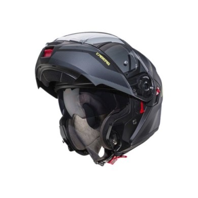 Caberg Levo X Manta casco modulare nero-grigio scuro-giallo fluorescente