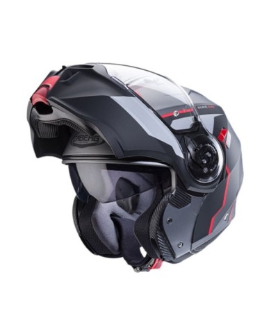 Caberg Duke Evo Move casco modulare argento scuro-nero-rosso opaco
