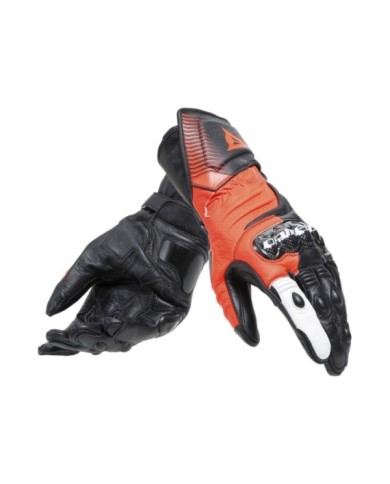 Dainese Lederhandschuhe Carbon 4 Lang schwarz-fluo rot-weiss