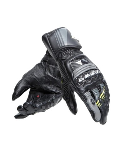 Dainese Druid 4 guanti in pelle nero-grigio-giallo fluo