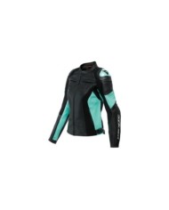 Dainese Femmes Veste en cuir Racing 4 noir-turquoise