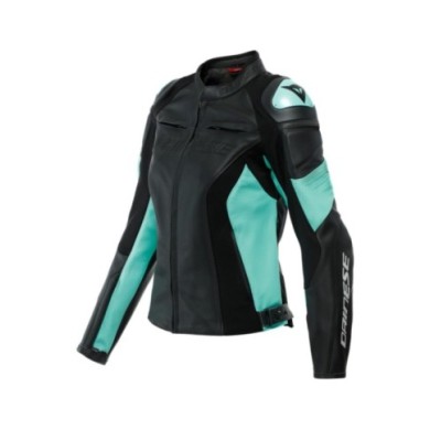 Dainese Giacca in pelle Racing 4 donna nero-turchese