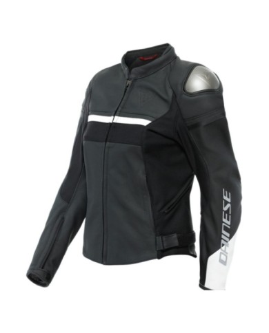 Dainese Damen Lederjacke Rapida schwarz matt-weiss