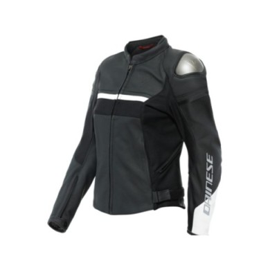 Dainese Femmes Veste en cuir Rapida noir mat-blanc