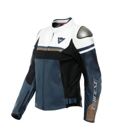 Dainese Damen Lederjacke Rapida schwarz-weiss-bronze