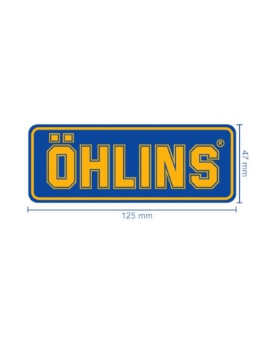 Öhlins Sticker gelb-blau, 47x125mm