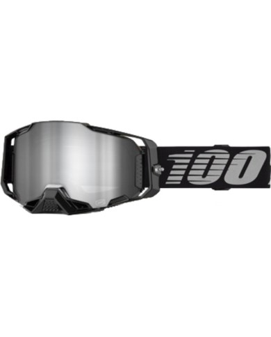 100percent 100 % Armega Goggle Black – Spiegelglas in Silber