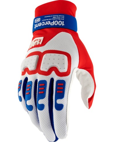 100percent 100 % Langdale Handschuhe rot weiß blau