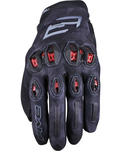 Five Gloves Guanti Stunt Evo 2 mimetici nero-rosso