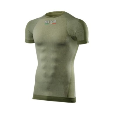 SIXS Maglia a maniche corte con collo rotondo ARMY verde militare XS