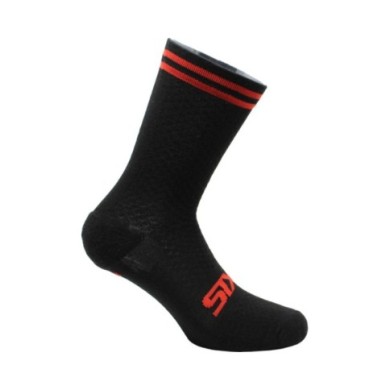 SIXS Calzini corti MERINOS SOCKS nero-rosso 44