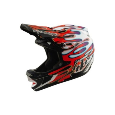 Troy Lee Designs Casco composito D4 W Mips - Overspray bianco-rosso