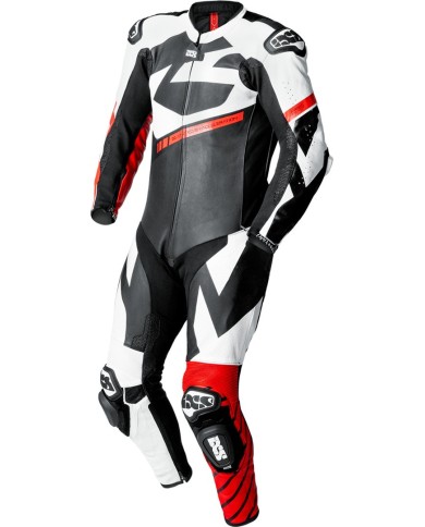 iXS Ace 1.0 tuta intera in pelle nero-bianco-rosso