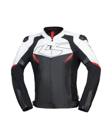 iXS Ace 1.0 veste en cuir noir-blanc-rouge