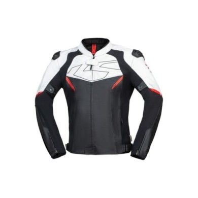 iXS Ace 1.0 veste en cuir noir-blanc-rouge