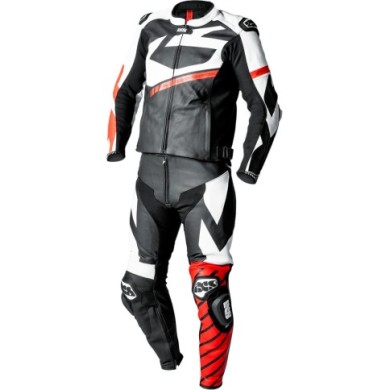 iXS Ace 1.0 tuta in pelle a due pezzi nero-bianco-rosso