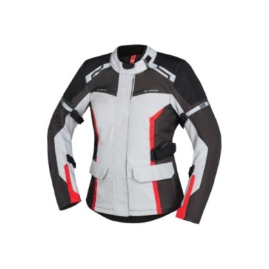 iXS Tour Damen Jacke Evans-ST 2.0 hellgrau-grau-rot