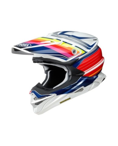 SHOEI Motocrosshelm VFX-WR Pinnacle TC-1, weiss-rot-blau