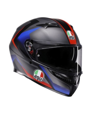 AGV Casque intégral K3 Striga noir mat bleu rouge