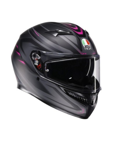 AGV Casque intégral K3 Syth noir mat gris rose