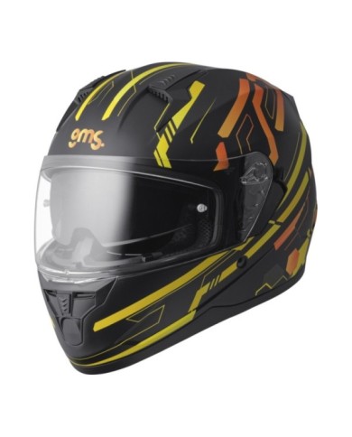 gms Casque intégrale Hexago Graphic mat-jaune-orange
