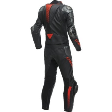 Dainese Lederkombi 2-tlg. Laguna Seca 5 schwarz-anthrazit-fluo rot