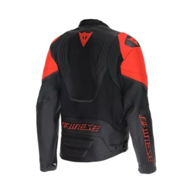 Giacca in pelle Dainese Racing 5 in nero e rosso neon