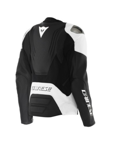 Dainese Femmes Veste en cuir Racing 5 noir-blanc