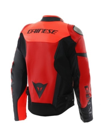 Giacca in pelle Dainese Iperattiva Rosso Fluorescente-Nero