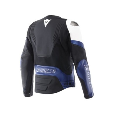 Giacca in pelle Dainese Racing 5 bianco-blu-nero