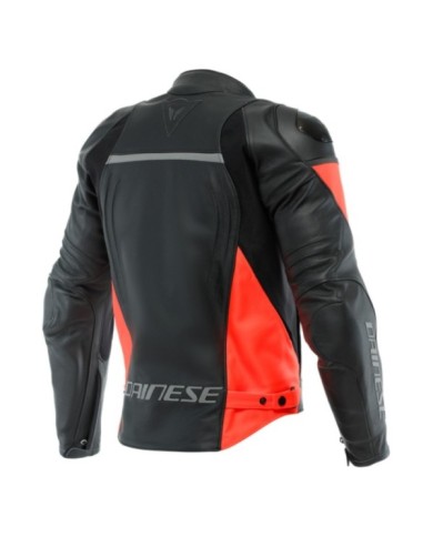 Giacca in pelle Dainese Racing 4 nero-rosso fluo